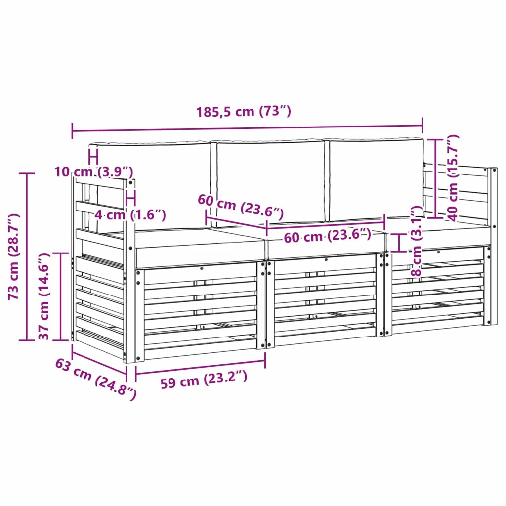 Set divani Legno di Acacia Massello 3391295