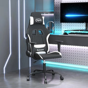 Sedia da Gaming Nero e Bianco in Tessuto 3143719
