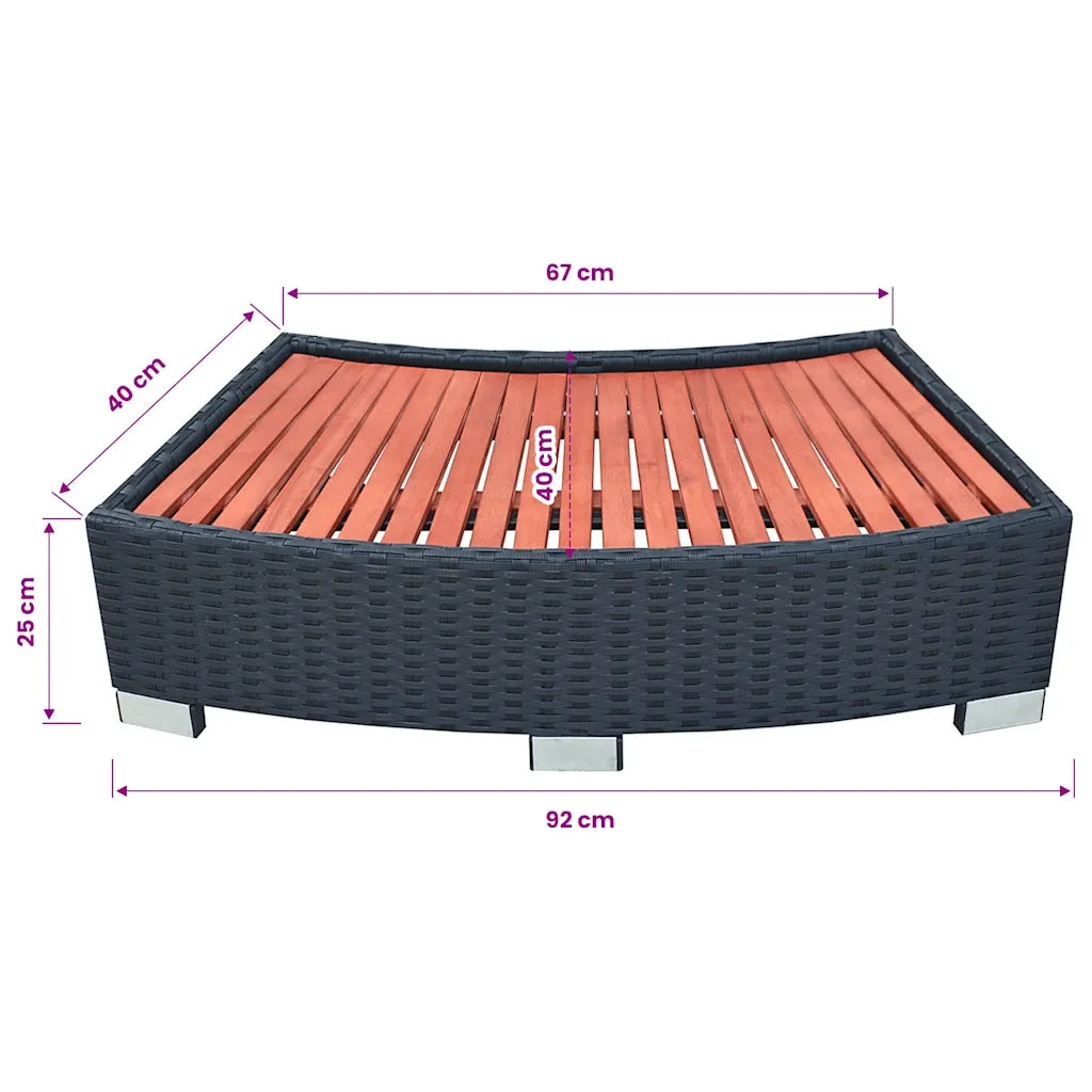 Scalino per Spa in Polyrattan 92x45x25 cm Nero 42700