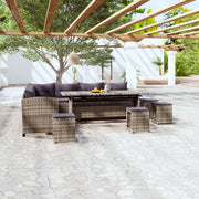 Set Divani da Giardino 6 pz con Cuscini in Polyrattan Grigio 3098169