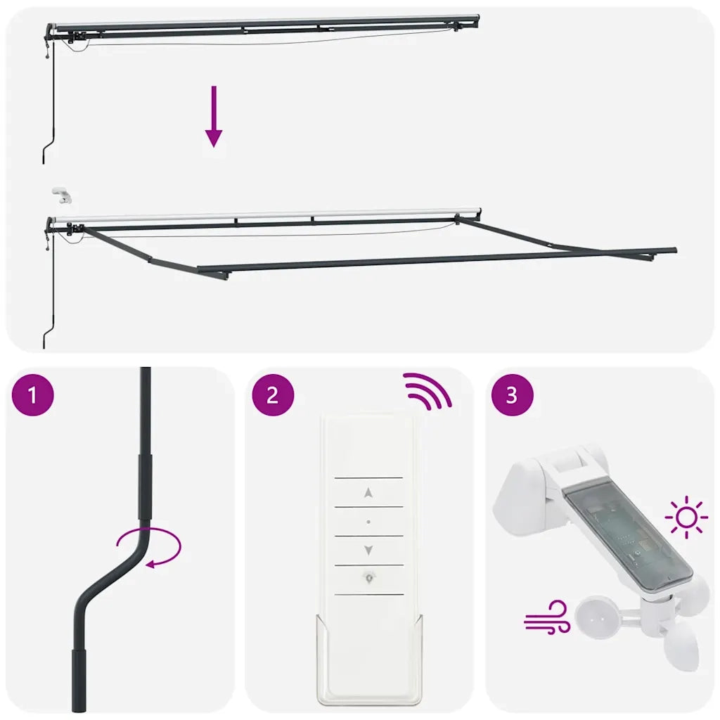 Tenda da Sole Retrattile Automatica con LED Bordò 450x300 cm 3310192