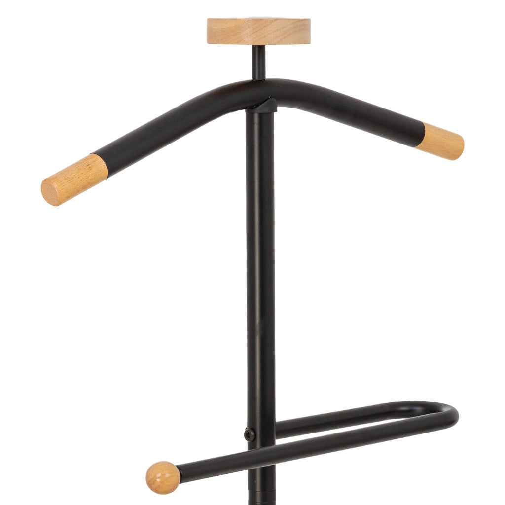 Galán de noche de metal y madera negro 120h cm