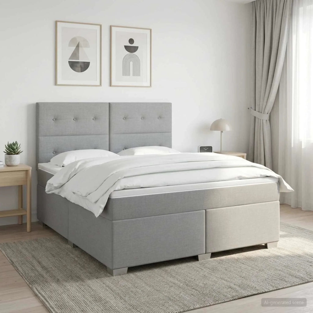 Letto box spring con materasso Grigio Chiaro 140 x 190 cm 3453402