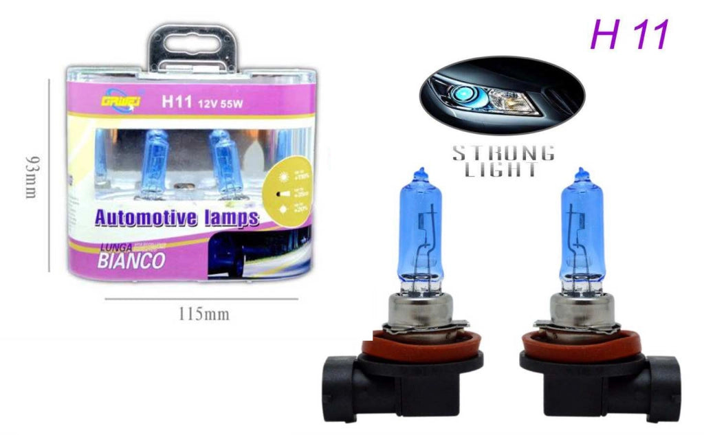 COPPIA FARI LAMPADINE XENON AUTO ATTACCO H11 BIANCO 5500K ALTA LUMINOSITA 55W