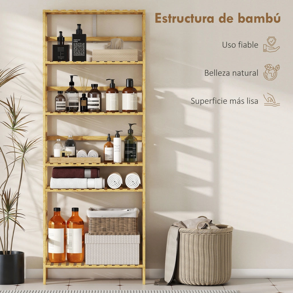 Libreria a scaffali in bamb¨´ ¨C Minimal ¨C 6 livelli naturale