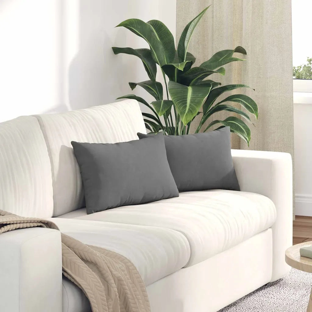 Cuscini da Divano 2 pz-Set di 2 Cuscini per Sofa Grigio scuro 50 x 30 cm Tessuto 105233