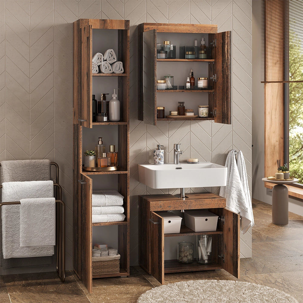 Vicco Set di mobili da bagno Oldstyle 3 parti, con colonna