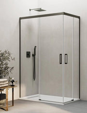 Box doccia ingresso angolare 2+2 THALASSA (BASIC) 90x75 cm Titanio vetro trasparente