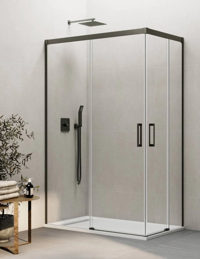 Box doccia ingresso angolare 2+2 THALASSA (BASIC) 90x75 cm Titanio vetro trasparente
