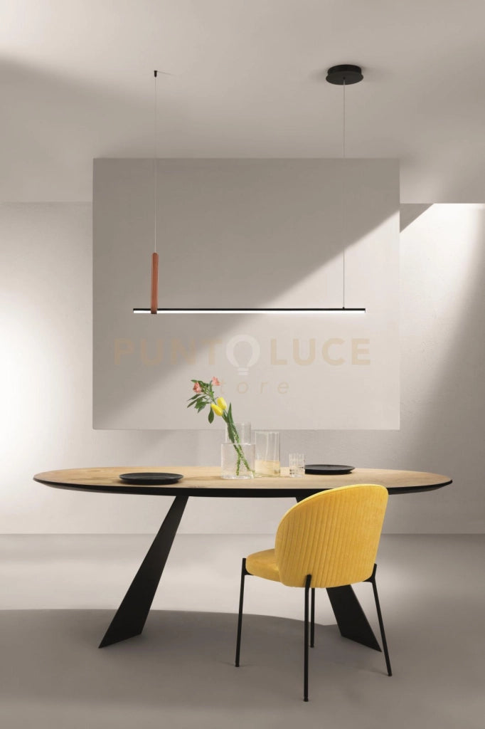 SOSPENSIONE REGOLI ORIZZONTALE NERO L.110CM 3000K 1224LM 20W DIMMERABILE