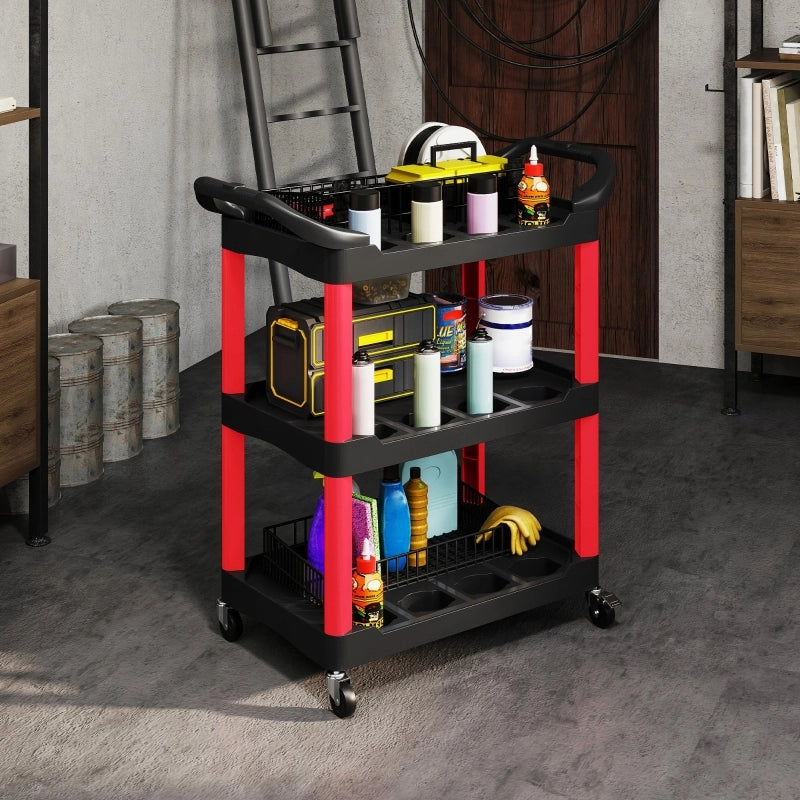 CARRELLO DA OFFICINA 83x43x97 cm Nero in plastica