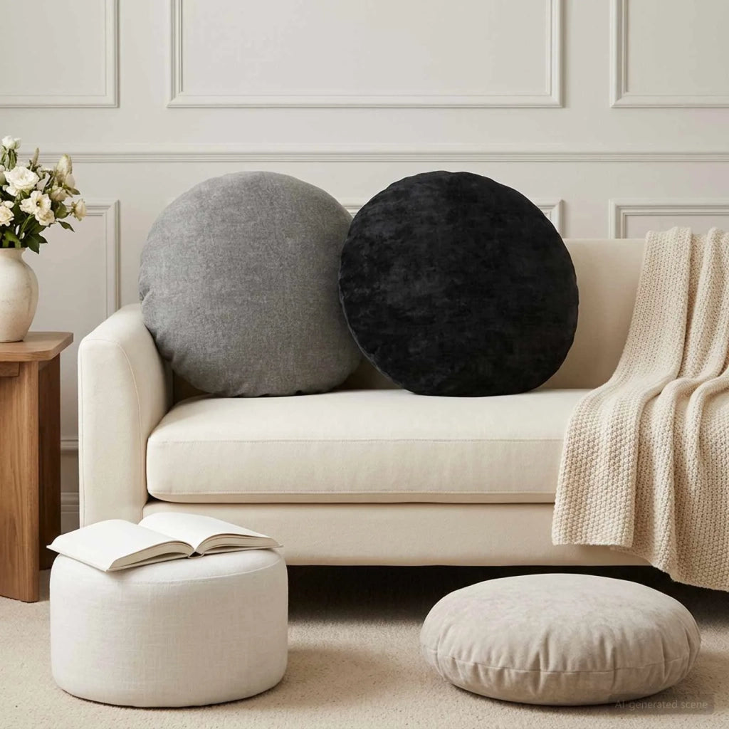 Federa 2 pz HEERLEN Grigio Chiaro Ø 60 cm Tessuto Chenille 922957