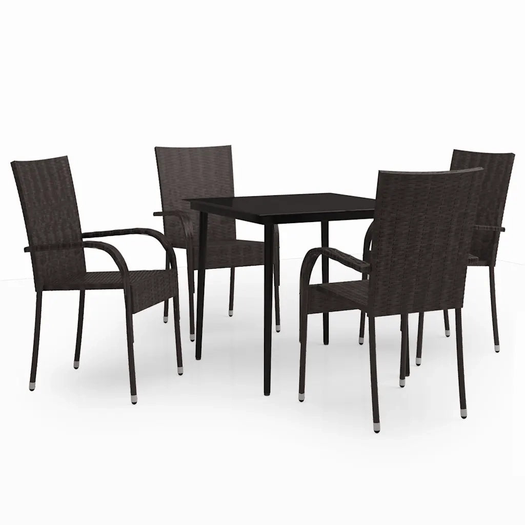 Set da Pranzo da Giardino 5 pz Marrone e Nero 3099402