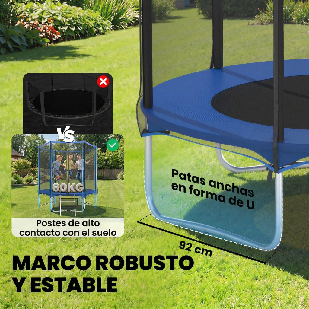 Trampolino da giardino ?183 cm ¨C Xylo ¨C con rete di sicurezza e scala 2 gradini blu