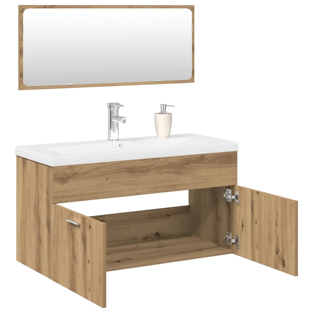 Set Mobili da Bagno 3 pz Rovere Artigianale Legno Multistrato 3328912