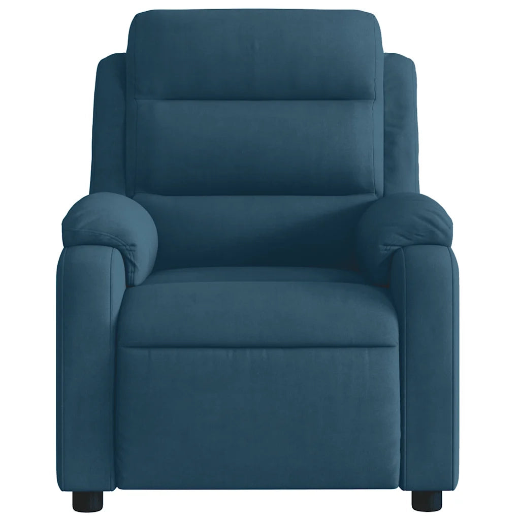 Poltrona Massaggiante Reclinabile Blu in Velluto 373521