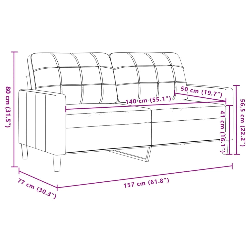 Divano a 2 Posti Rosa 140 cm in Velluto 4007627