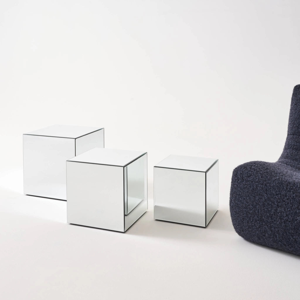 Tavolo cubico a specchio, tavolino da divano, transparent
