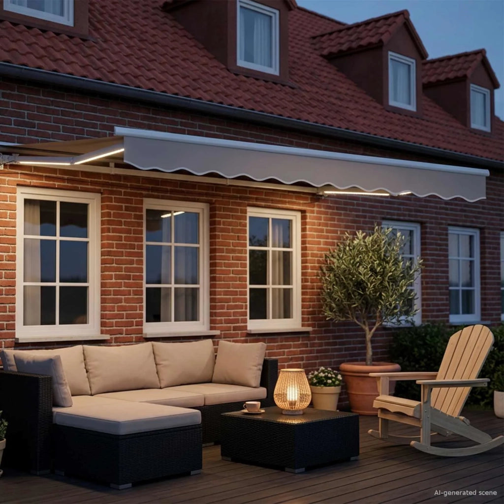 Cornice per Tenda Manuale con LED Bianco 3,5 x 2,5 m Alluminio 42024799