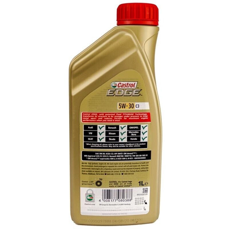 CASTROL EDGE FLUID TITANIUM 5W30 C3 OLIO PER MOTORE AUTO SINTETICO 1 LT