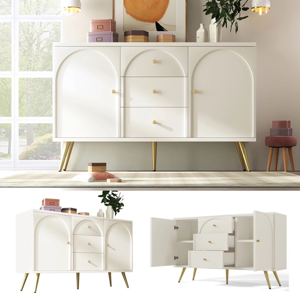 COMÒ 2 porte e 3 cassetti 140x40x84 cm Crema Bianco