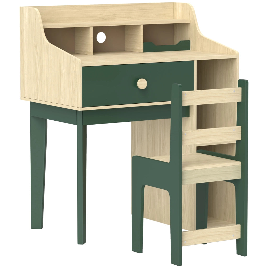 Scrivania per bambini con sedia, scaffale e cassetto ¨C Minimal ¨C verde