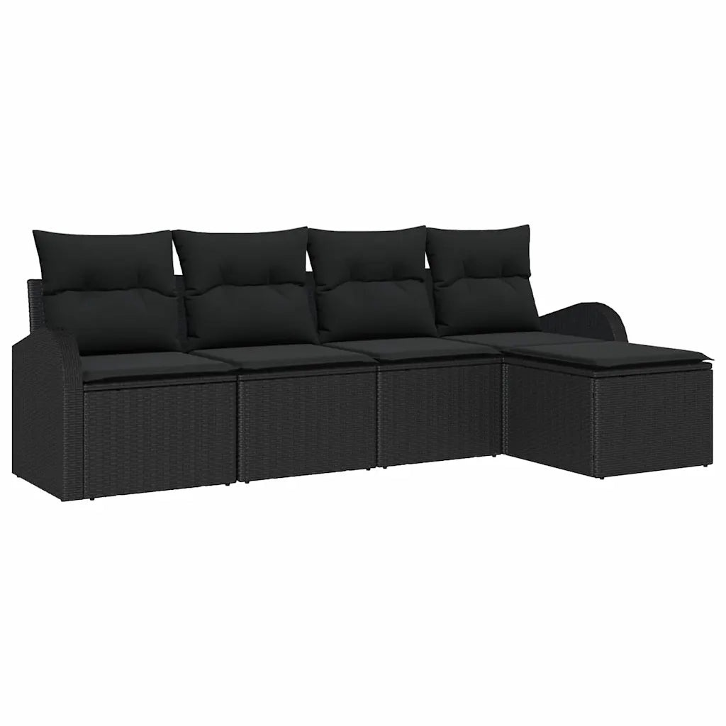 Set di divani con cuscino 5 pcs Nero polyrattan 3354672