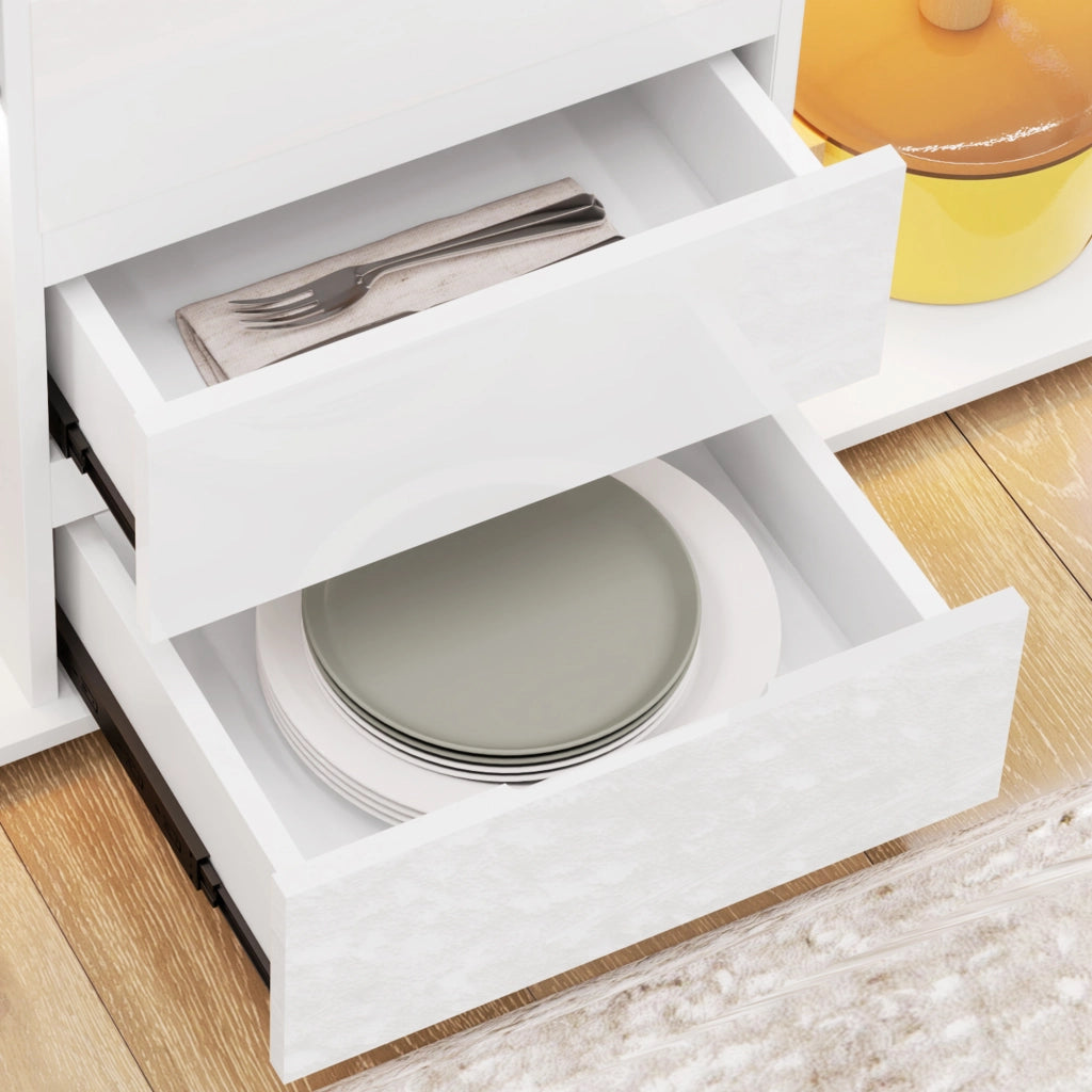Credenza Moderna con LED ¨C zephmum ¨C Bianco, MDF, 120x34x70 cm