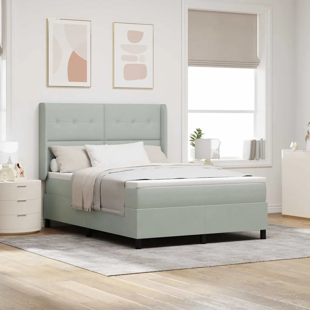 Letto a molle con testiera Grigio chiaro 140 x 200 cm Velluto