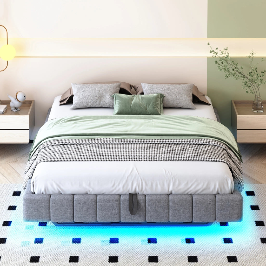 letto imbottito lino grigio 160 x 200 cm