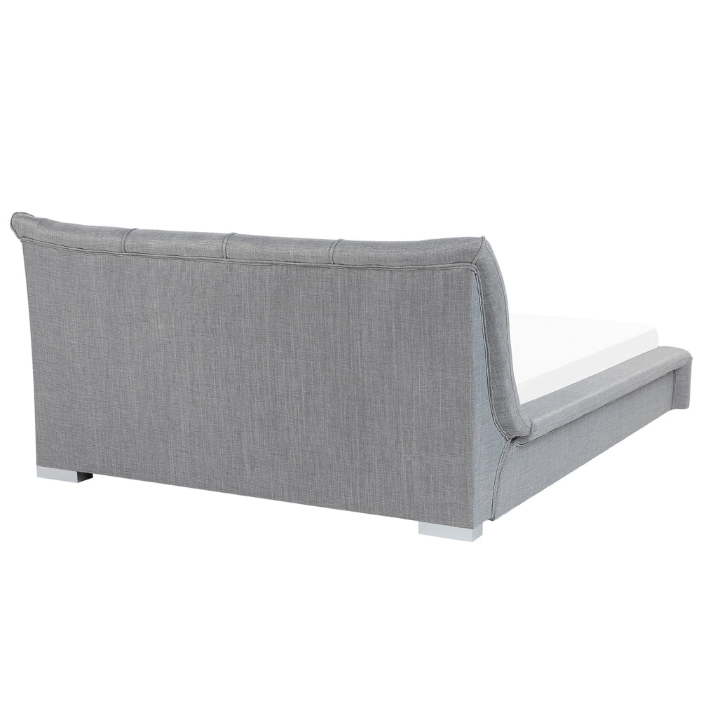 Letto Imbottito Grigio con Rete a Doghe Cuciture Decorative 140 x 200 cm