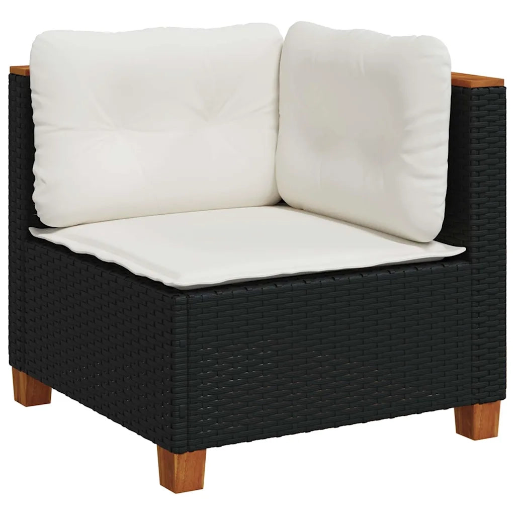 Set Divani da Giardino 9 pz con Cuscini Nero in Polyrattan 3261773