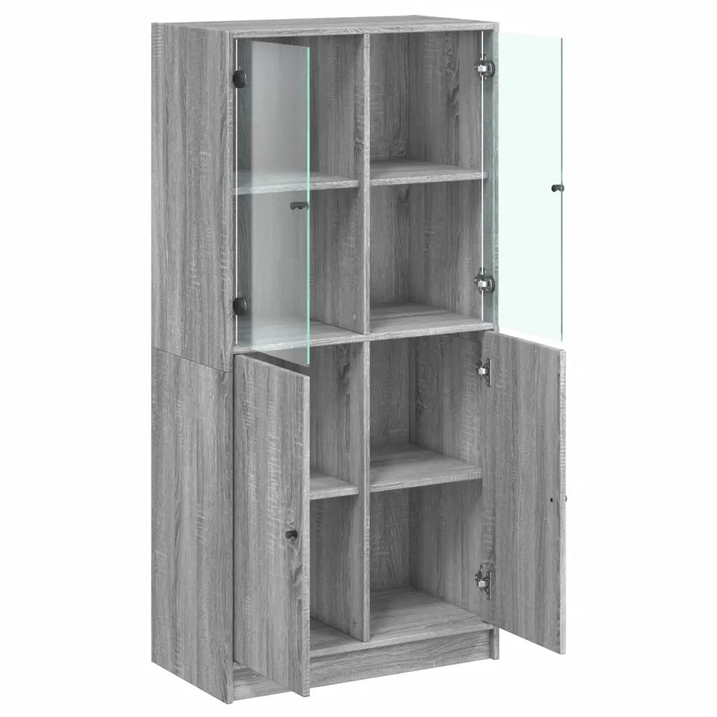 Credenza | Madia | Buffet da pranzo | Armadio da pranzo con Ante Grigio Sonoma 68x37x142 cm Legno Multistrato