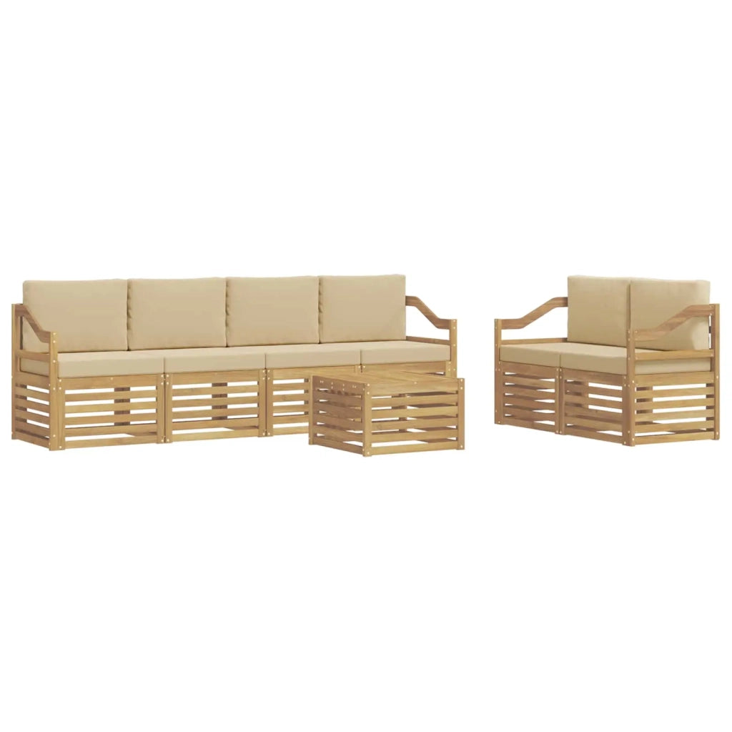 Set di divani da esterno 7 pcs Bianco e Beige Poliestere 3391453