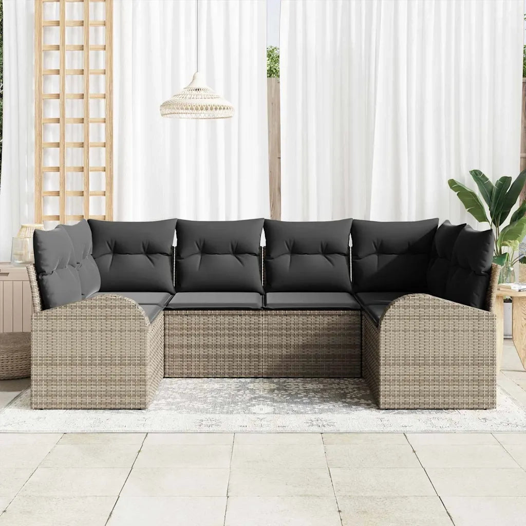 Set Divano da Giardino 6 pcs Grigio Rattan in Polipropilene 3346179