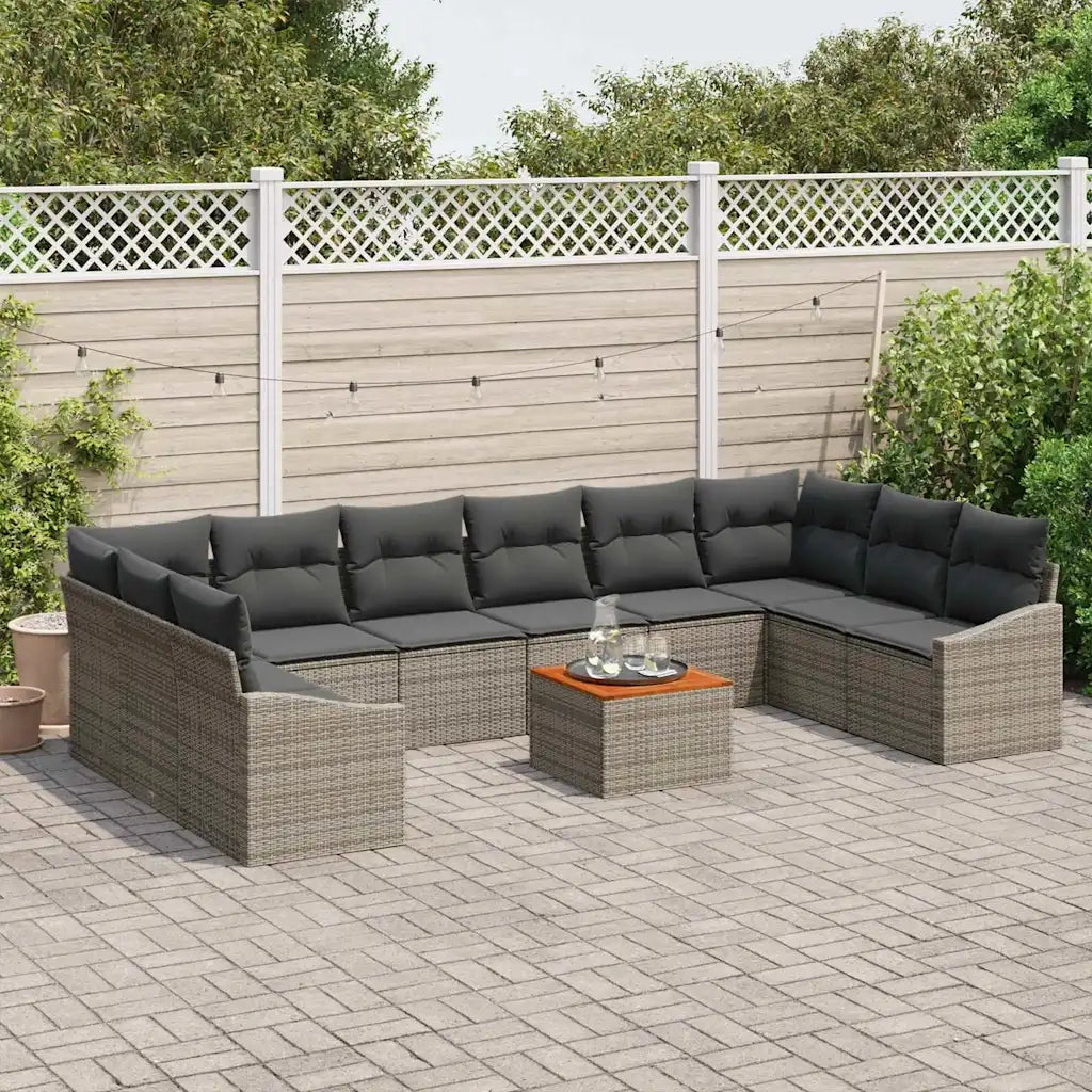 Set Divano da Giardino con cuscino 11 pcs Grigio polyrattan 3347881