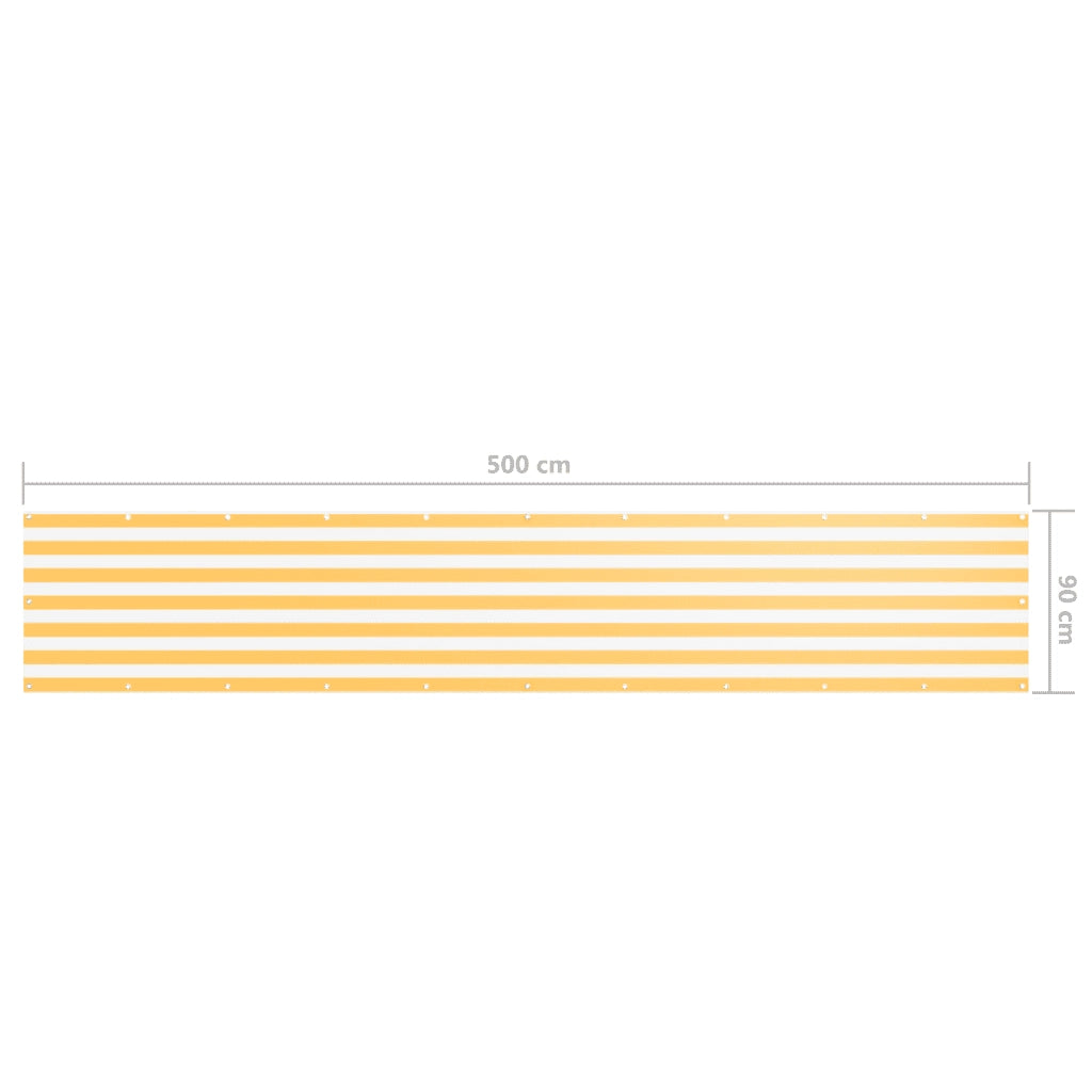 Schermo da balcone | Paravento Balcone Bianco e Giallo 90x500 cm Tessuto Oxford
