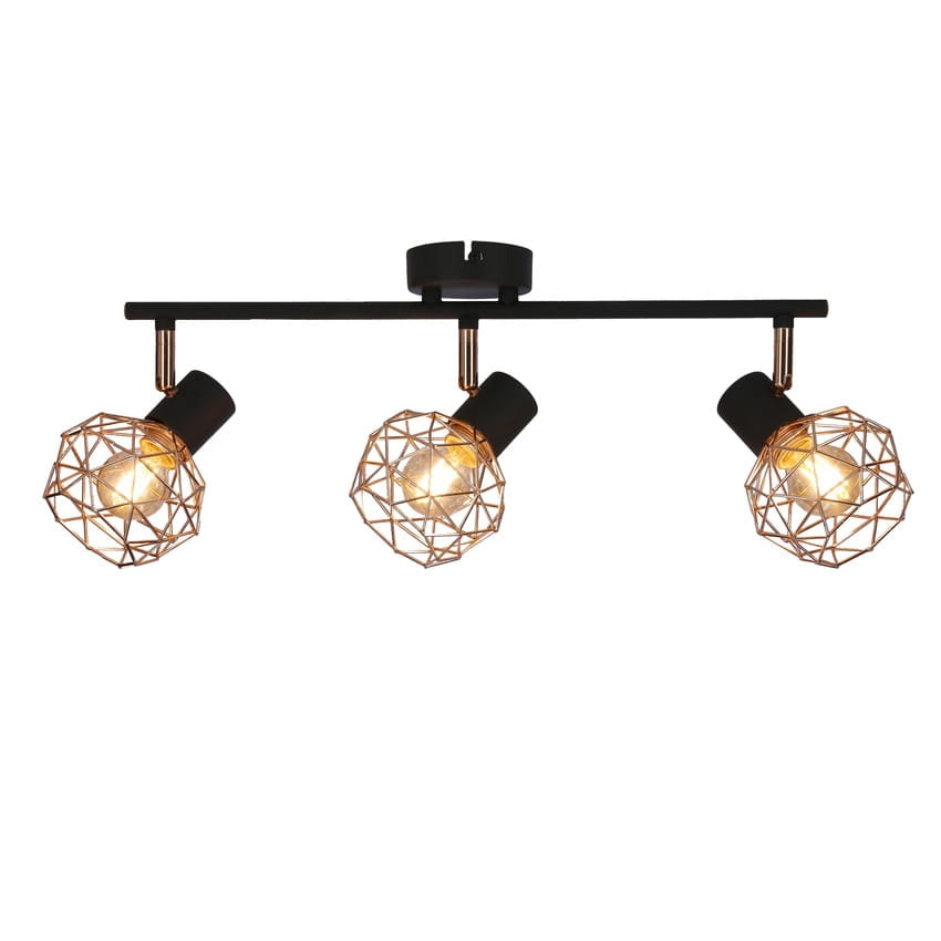 Plafoniera Candellux Acrobat in metallo rame/nera 3xE14