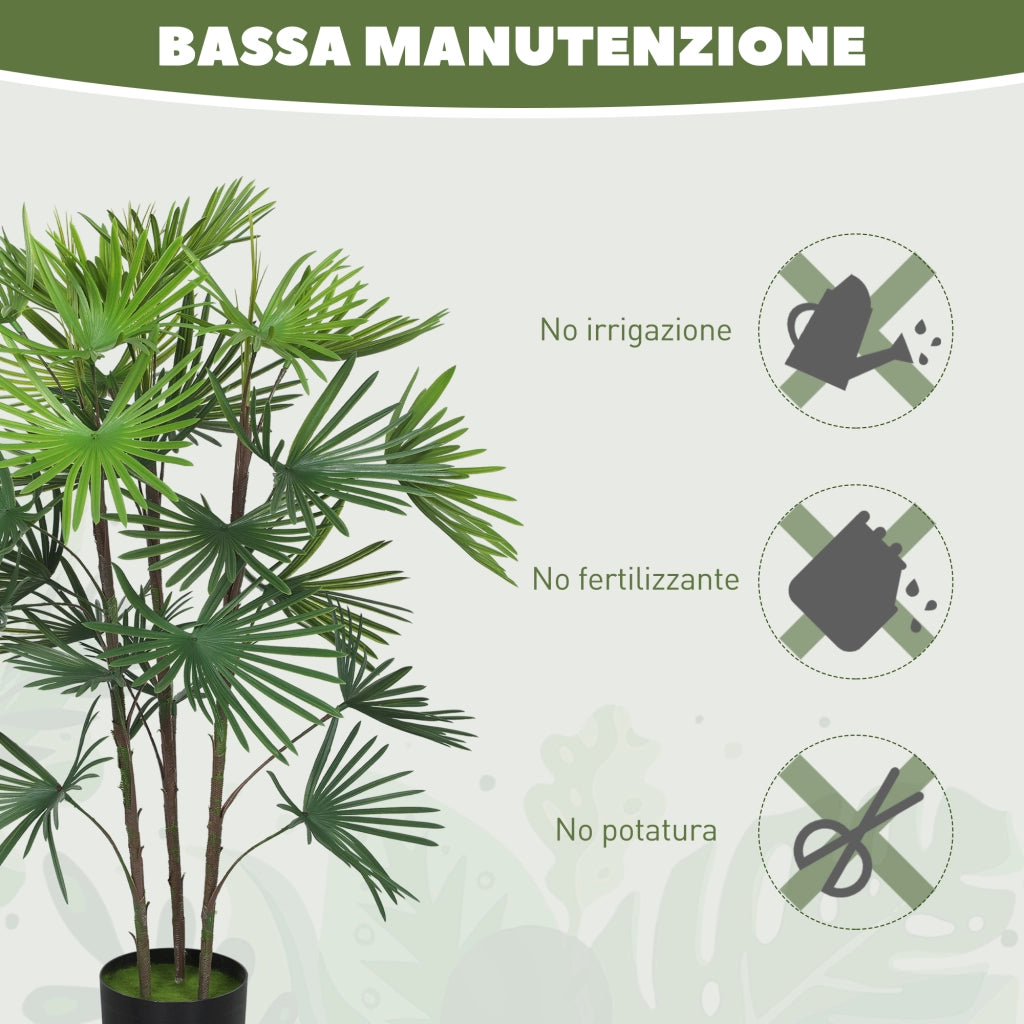 Palma Artificiale 90 cm ¨C Xylo ¨C 24 Foglie Verde Plastica con Vaso