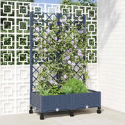 Vaso da giardino con grigliato e ruote Blu Grigio PP 3422966