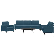 Set di Divani 3 pz con Cuscini Blu in Velluto 3278440