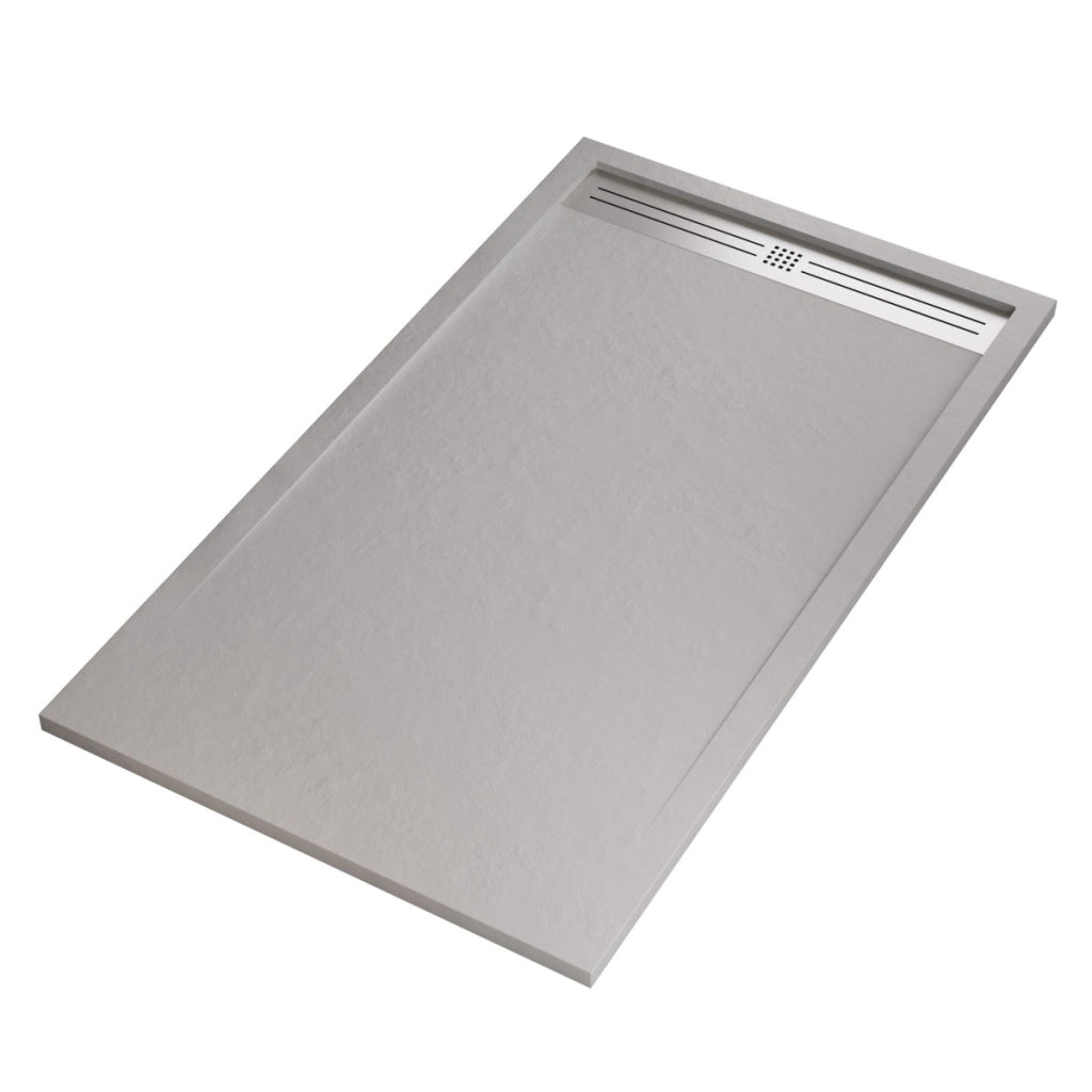 Piatto doccia in marmoresina grigio chiaro effetto pietra cemento relax, misura 70x180