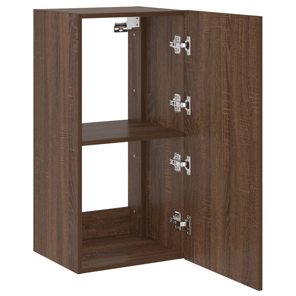 Mobile TV a Parete con Luci LED-Mobile TV a Muro Rovere Marrone 40,5x35x80 cm