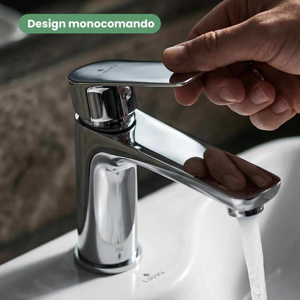 Rubinetto lavabo basso bagno miscelatore monocomando cromato AXON