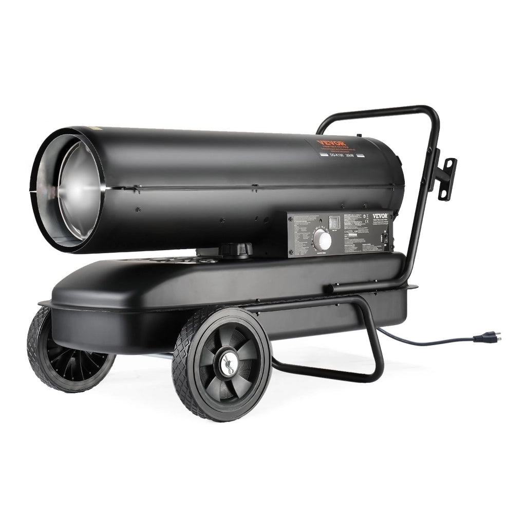 DG-K100 Riscaldatore ad Aria Calda Diesel Cherosene 100000 BTU con Termostato Serbatoio 38 L Portatile per Officina Nero