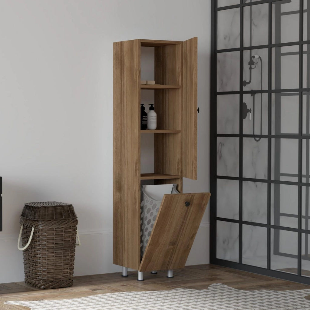 Cropani, Mobile Colonna 2 Ripiani, 35x32x155h cm Marrone Noce