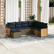 Set Divani da Giardino 7 pz con Cuscini Grigio in Polyrattan 3227888