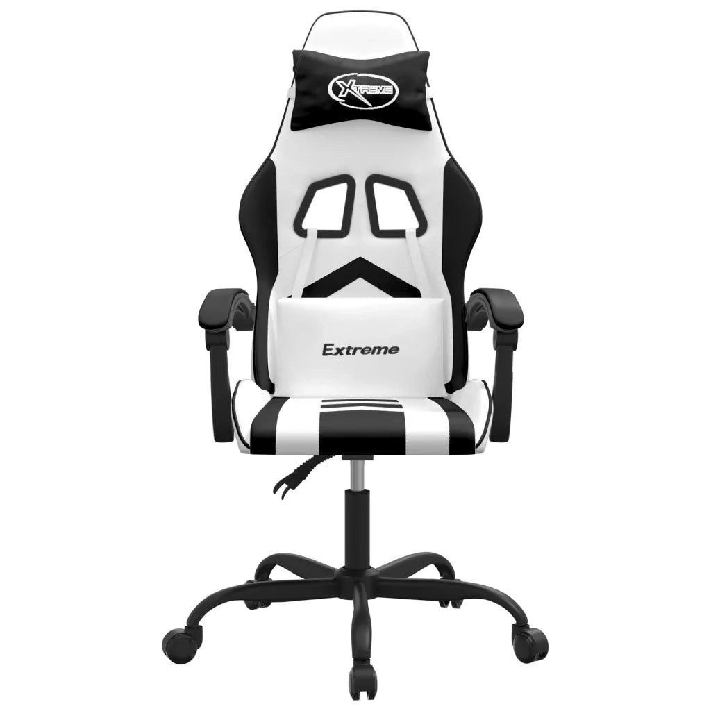 Sedia da Gaming Girevole Bianco e Nero in Similpelle 349601