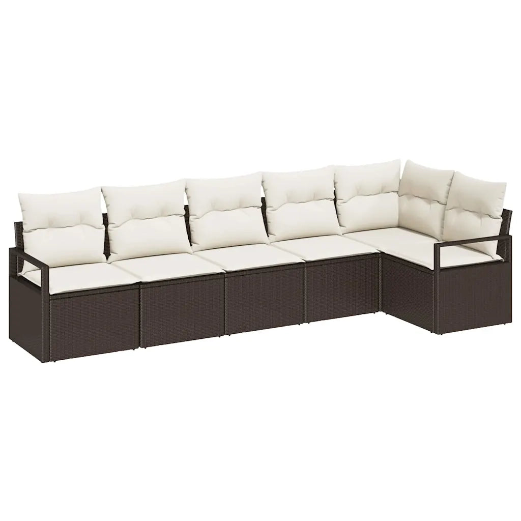 Set di divani 6 pcs Marrone polyrattan