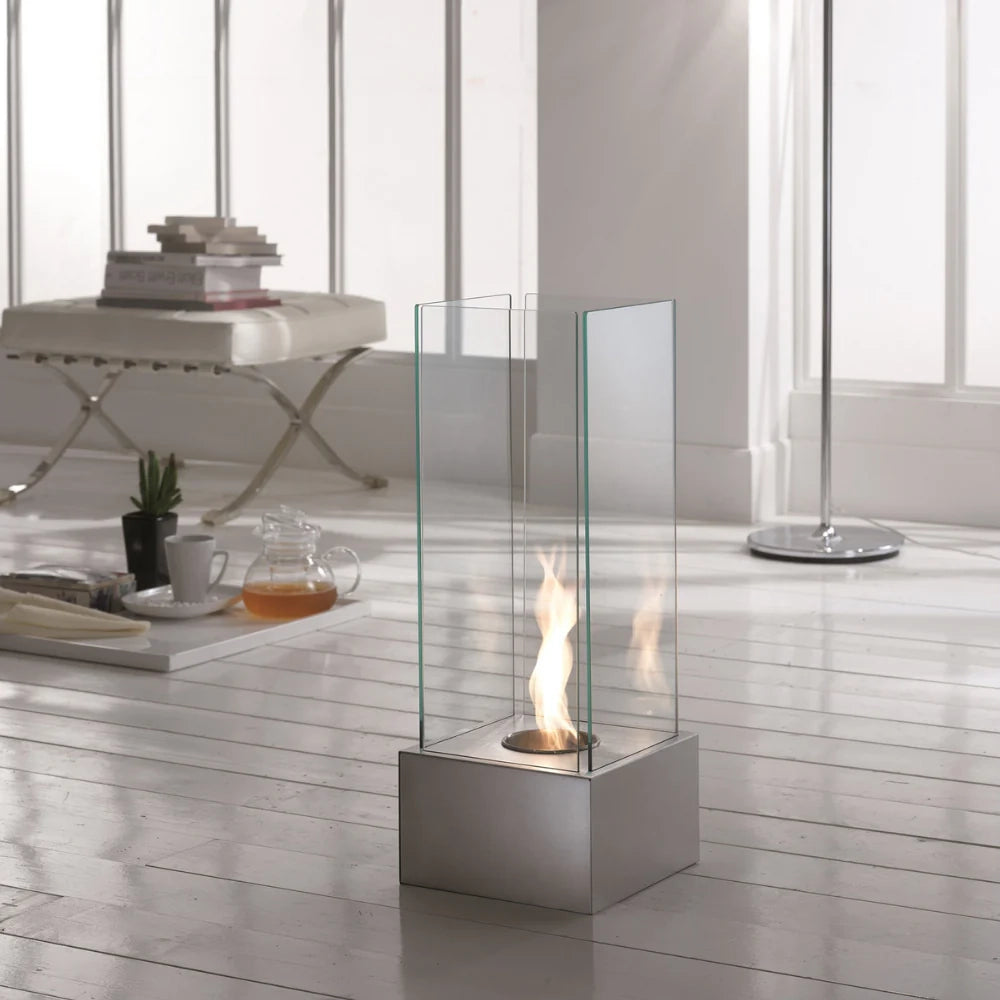 Glow, Caminetto al bioetanolo Grigio (25cm X 25cm H. 65cm) | Duzzle